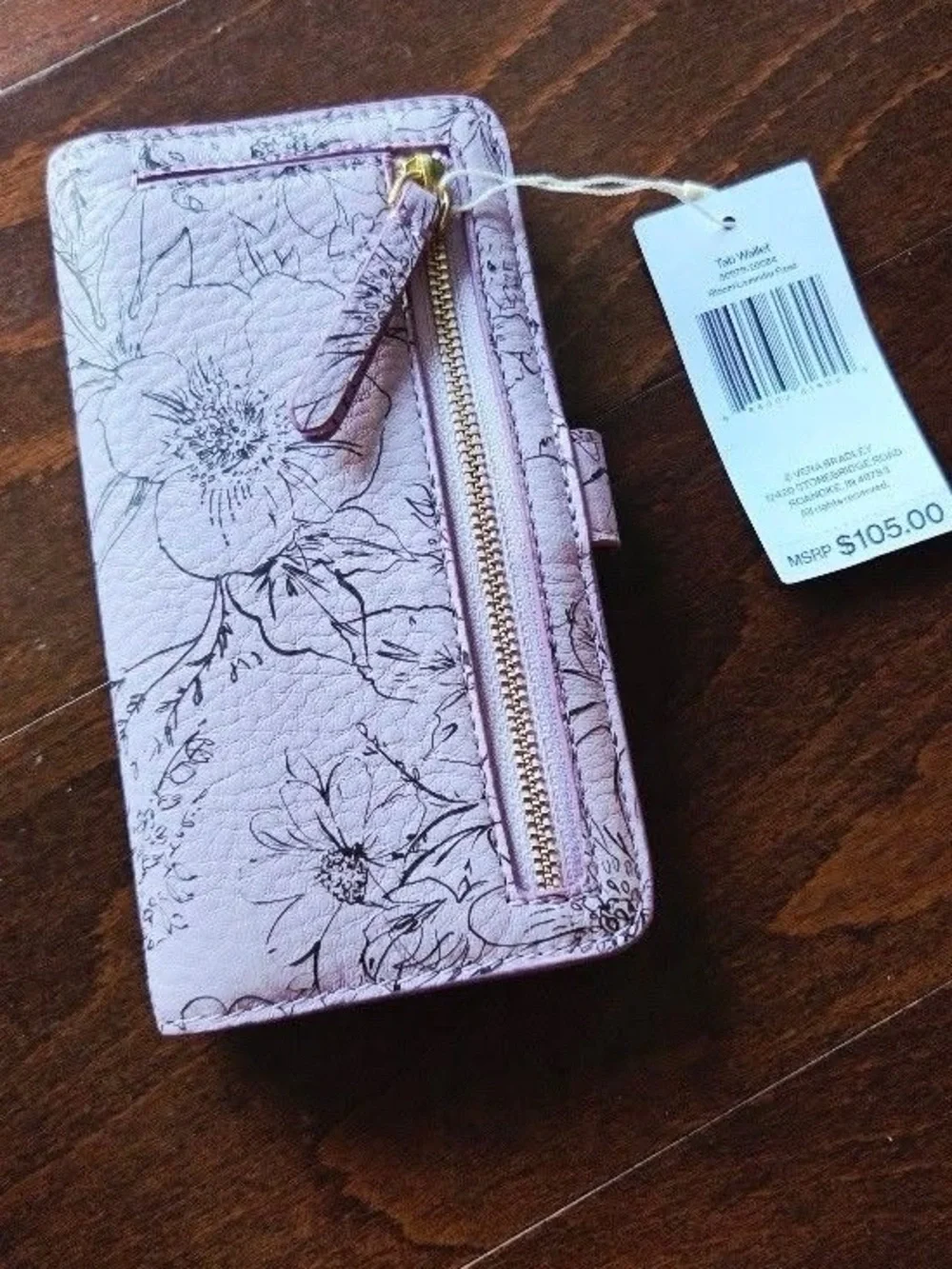 Vera Bradley Cowhide Leather Tab Wallet in Bloom Lavender Frost, NWT